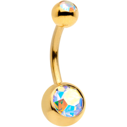 Aurora Gem Gold Tone Angel Wings Pink Confetti Belly Ring Set of 3