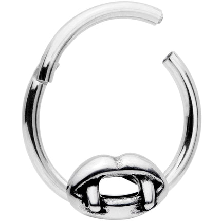16G 3/8 Halloween Vampires Kiss Fangs Hinged Segment Ring