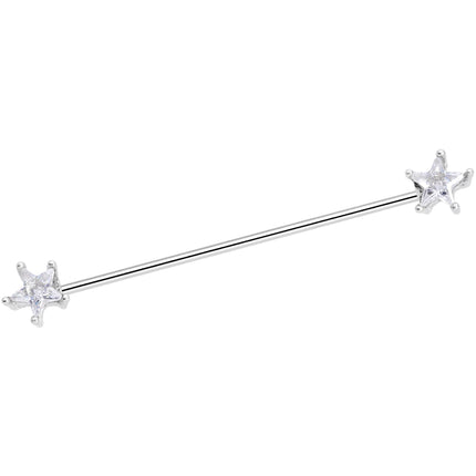 16G Clear Blue CZ Gem Stars Industrial Barbell Bonus Pack Set