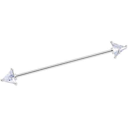 16G Black Clear Gem Love Triangles Industrial Barbell Bonus Pack Set