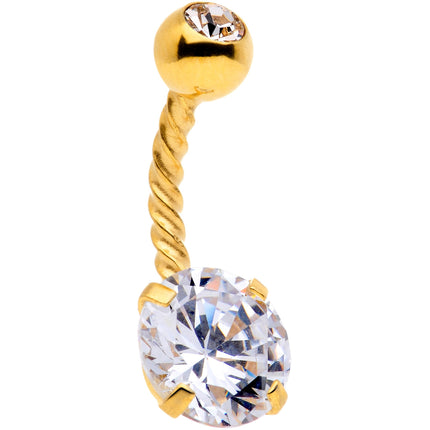 Clear Yellow Gem Totally Twisted Belly Ring Set of 4