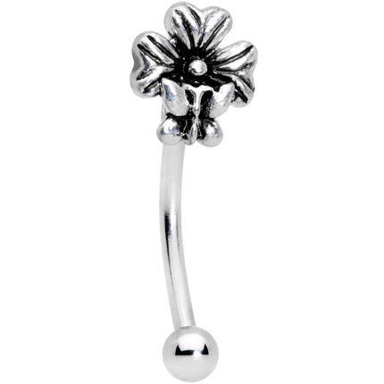 16G 3/8 Perching Butterfly Clover Curved Eyebrow Ring