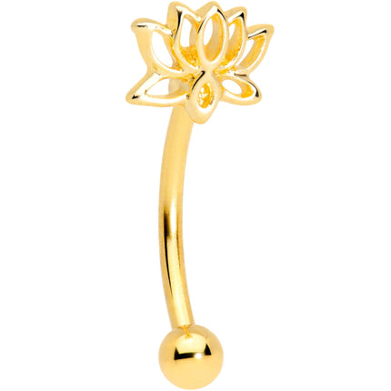 16G 3/8 Gold Tone Anodized Loopy Lotus Flower Curved Eyebrow Ring