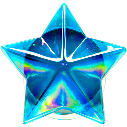 2G Blue Aurora Glass Faceted Star Double Flare Plug Set 6mm to 16mm Sizes