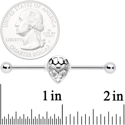 14G Clear CZ Gem Openwork Alien Industrial Barbell 38mm