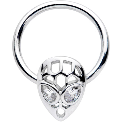 16G 3/8 Clear CZ Gem Openwork Alien Hinged Segment Ring