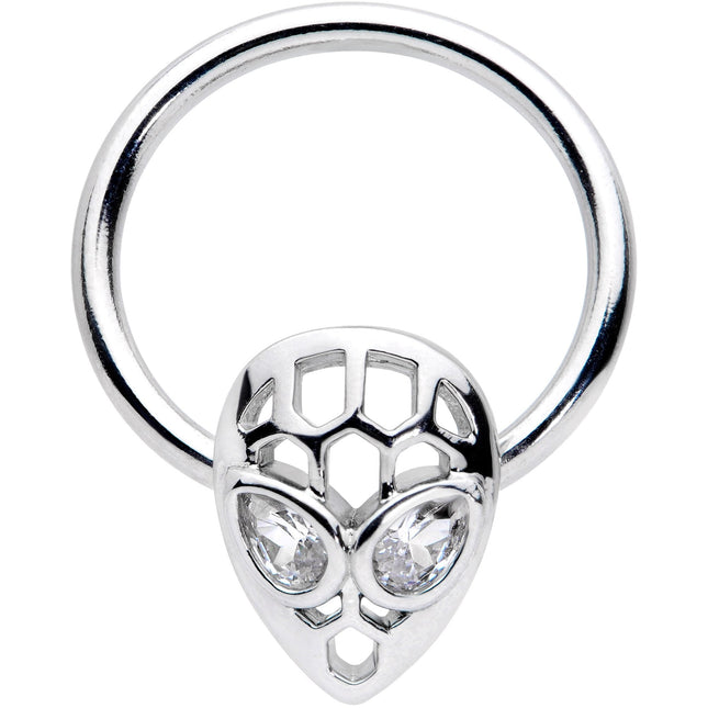16G 3/8 Clear CZ Gem Openwork Alien Hinged Segment Ring
