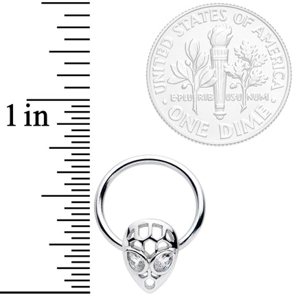 16G 3/8 Clear CZ Gem Openwork Alien Hinged Segment Ring