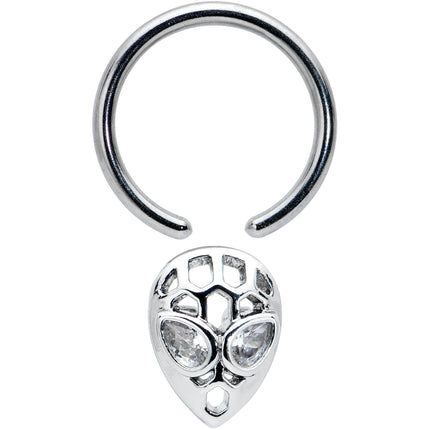 16G 3/8 Clear CZ Gem Openwork Alien Hinged Segment Ring