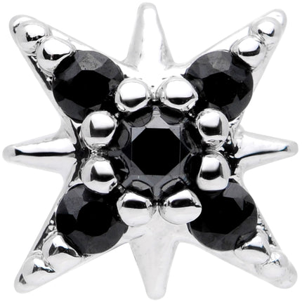 16G 5/16 Black Gem Compass Star Labret Monroe Tragus