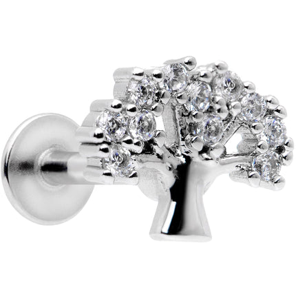 16G 5/16 Clear CZ Gem Tree of Life Labret Monroe Tragus