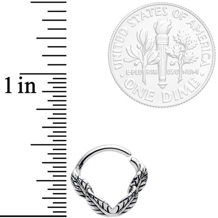 16G 3/8 Ring of Feathers Closure Ring