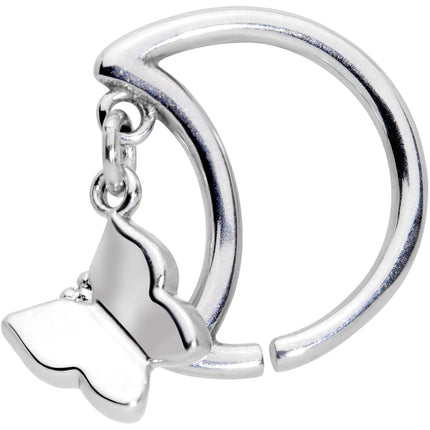 16G 3/8 Crescent Moon Butterfly Dangle Closure Ring