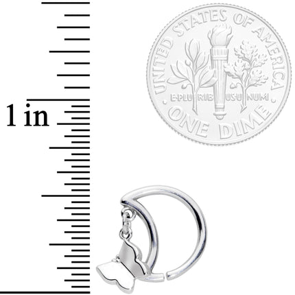 16G 3/8 Crescent Moon Butterfly Dangle Closure Ring