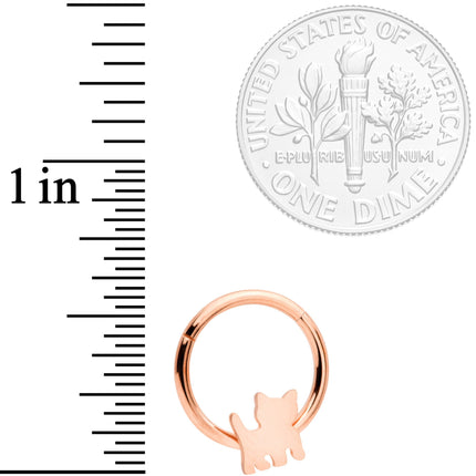16G 3/8 Rose Gold Tone Kitty Cat Hinged Segment Ring