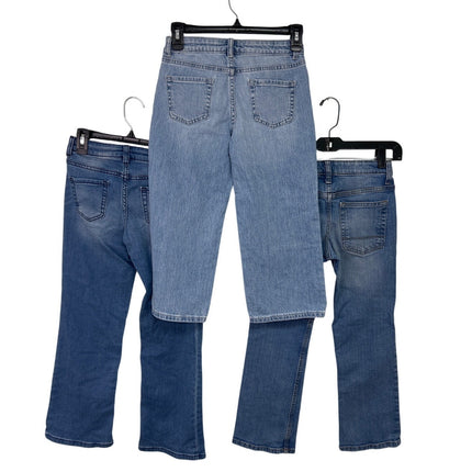 3 New Cat & Jack Girls Size 8 Wide Leg Bootcut Adjustable Waist Denim Blue Jeans