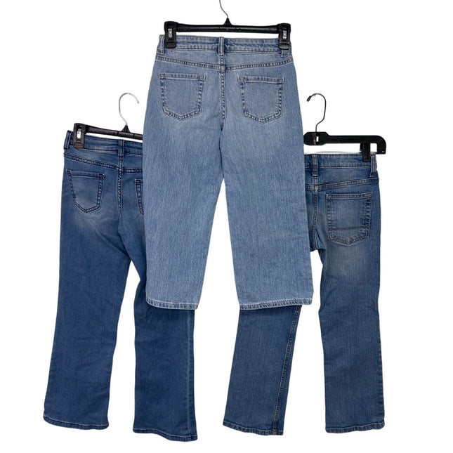 3 New Cat & Jack Girls Size 8 Wide Leg Bootcut Adjustable Waist Denim Blue Jeans