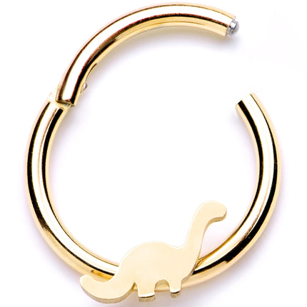 16G 3/8 Gold Tone Tiny Dinosaur Hinged Segment Ring