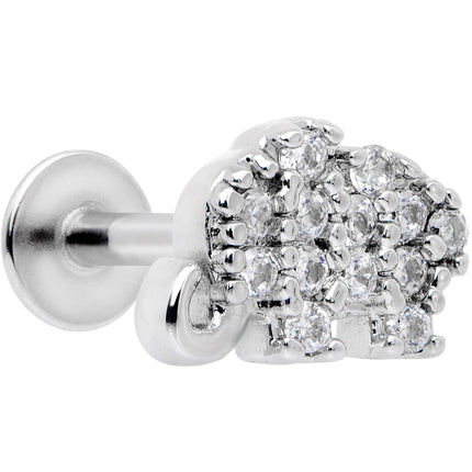 16G 5/16 Clear CZ Gem Lucky Elephant Labret Moroe Tragus