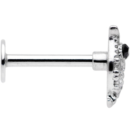 16G 5/16 Clear Black CZ Gem Round Owl Labret Monroe Tragus