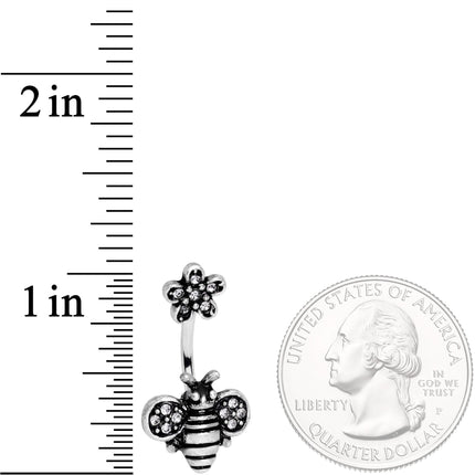 Clear Gem Bumble Bee Blossom Flower Double Mount Belly Ring