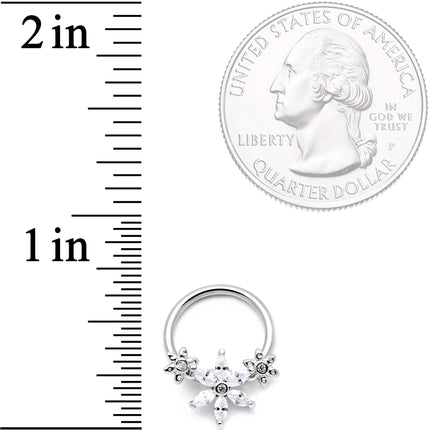 16G 3/8 Clear CZ Gem Flower BCR Captive Ring