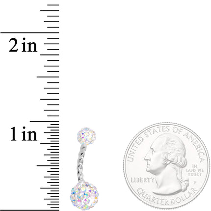 Aurora Gem White Faux Opal Disco Ball Twisted Belly Ring Set of 3