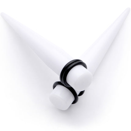 White Acrylic Straight Taper Set Available in Sizes  14G to 00G