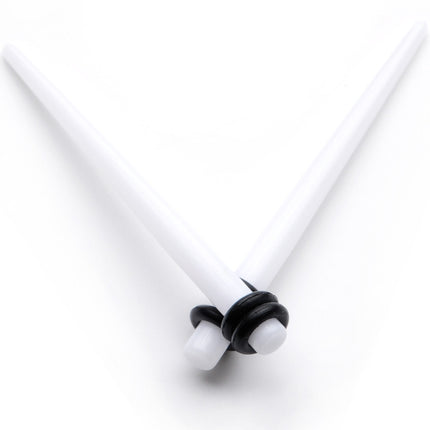 White Acrylic Straight Taper Set Available in Sizes  14G to 00G