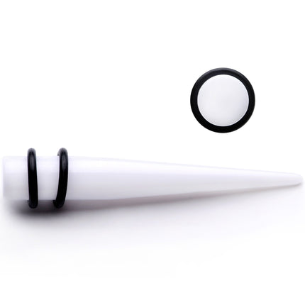 White Acrylic Straight Taper Set Available in Sizes  14G to 00G