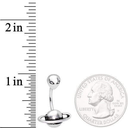 Alien Face Planet Saturn Double Mount Belly Ring