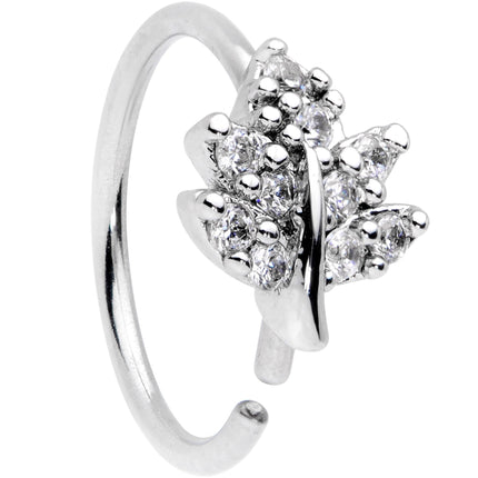 20G 5/16 Clear CZ Gem Maple Leaf Nose Hoop