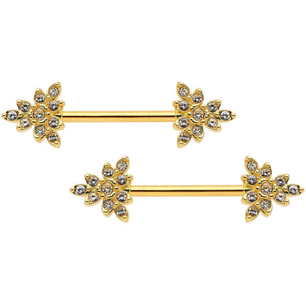 14G 9/16 Clear CZ Gem Elegant Triangle Nipple Ring Set