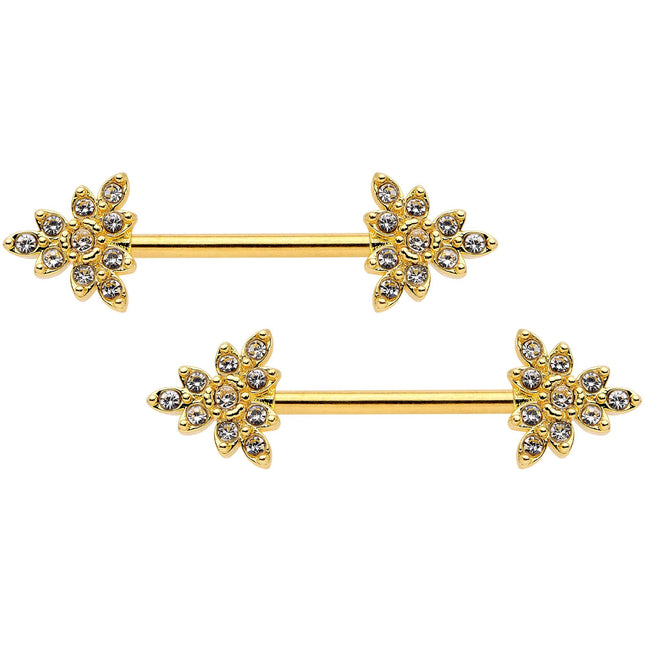14G 9/16 Clear CZ Gem Elegant Triangle Nipple Ring Set