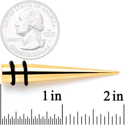 Gold Tone Anodized Straight Taper Set Available in Sizes  12G to 00G