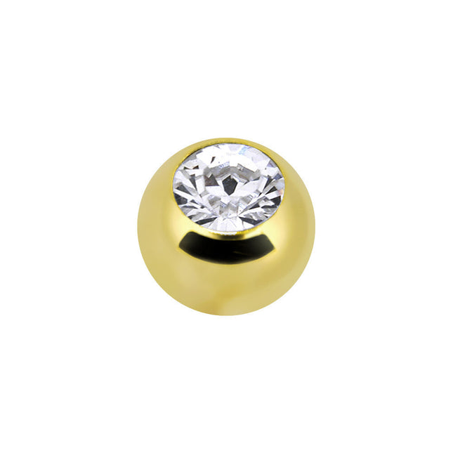 Solid 14K Yellow Gold Cubic Zirconia Replacement Ball 4.5mm - 14G