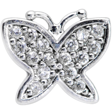 16G 5/16 Clear CZ Gem Spring Butterfly Labret Monroe Tragus