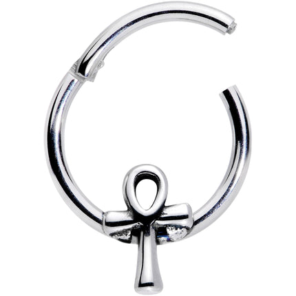 16G 3/8 Egyptian Ankh Hinged Segment Ring