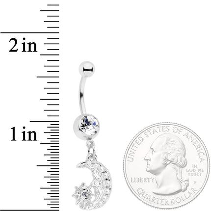 Clear Gem Peaceful Night Star Moon Dangle Belly Ring