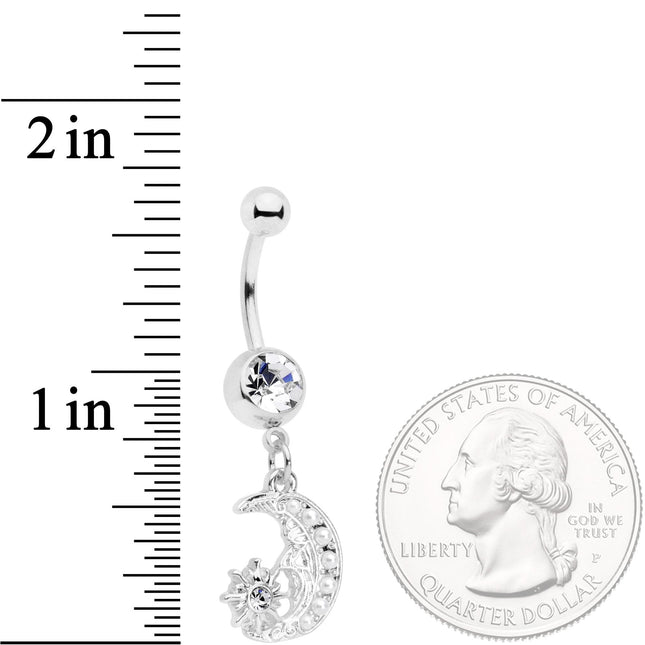 Clear Gem Peaceful Night Star Moon Dangle Belly Ring