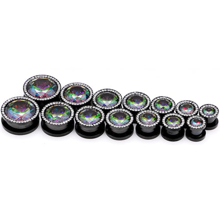 Vitrail Clear CZ Gem Black Hypnotic Screw Fit Plug Set