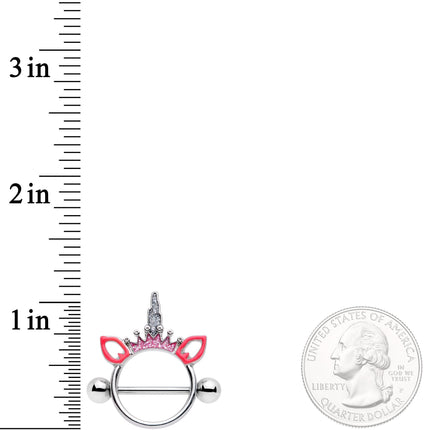14G Clear Gem Pink Princess Unicorn Nipple Shield Set