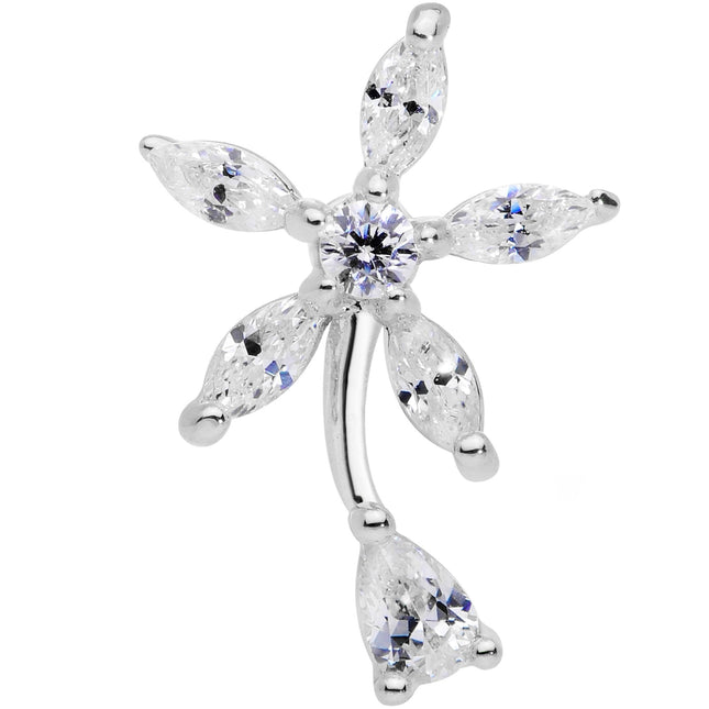 16G 1/4 Clear CZ Gem Flower Cartilage Tragus