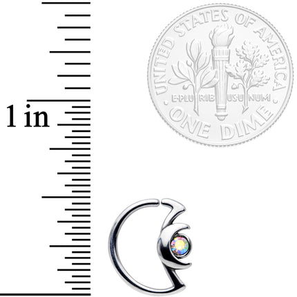 18G 3/8 Aurora Gem Crescent Moon Closure Ring