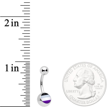 Black Grey White Purple Asexual Pride Flag Belly Ring