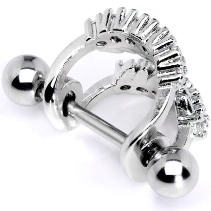 16G 1/2 Clear CZ Gem Scary Monster Fangs Cartilage Cuff