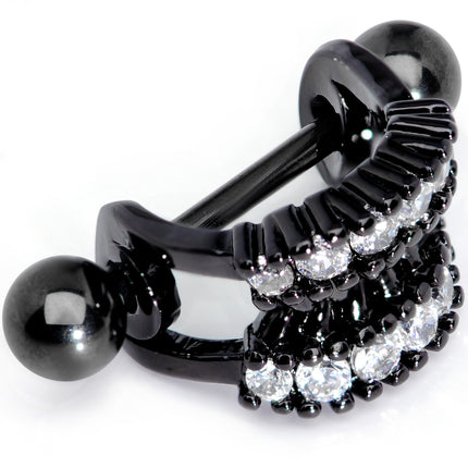 16G 1/2 Clear CZ Gem Black Scary Fang Halloween Cartilage Cuff