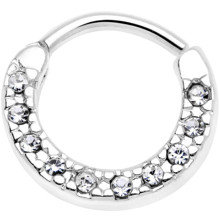 16G 5/16 Clear Gem Paved Cartilage Clicker