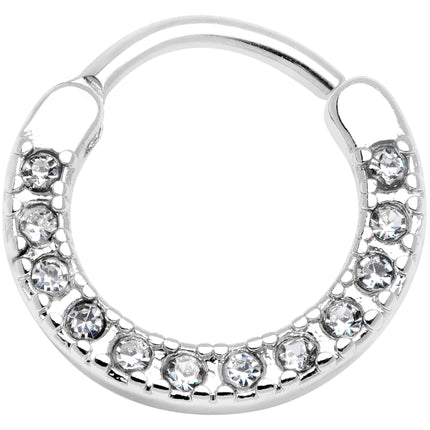 16G 3/8 Clear Gem Paved Septum Clicker