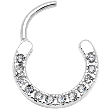 16G 3/8 Clear Gem Paved Septum Clicker